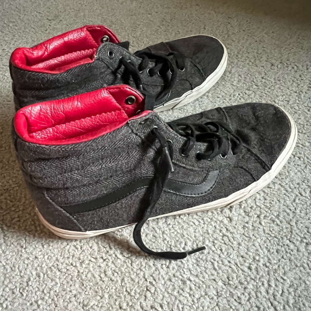 Vans Black and Red High-Top Sneakers